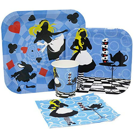 Alice Birthday Supplies Mad Hatter Decorations 65+ Pieces for 16 Guests! Blue Orchards Alice in Wonderland Standard Party Packs 